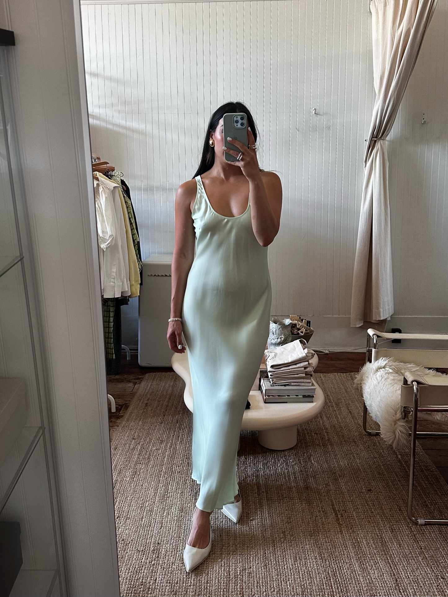 L’AGENCE Sea Foam Silk Dress (size medium)