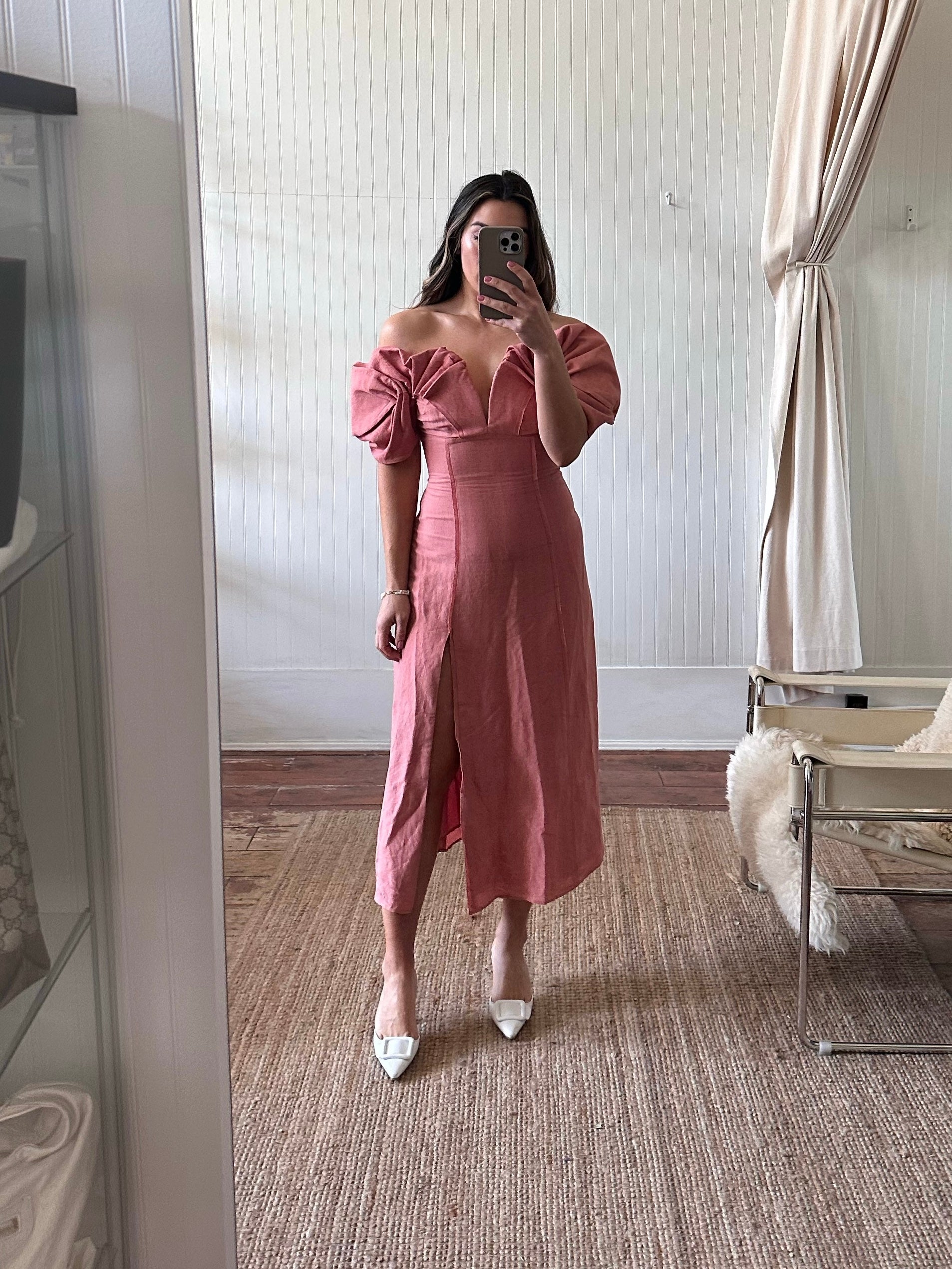 cult gaia off the shoulder dress Cult Gaia Ida Floral Off-The-Shoulder Midi Dress