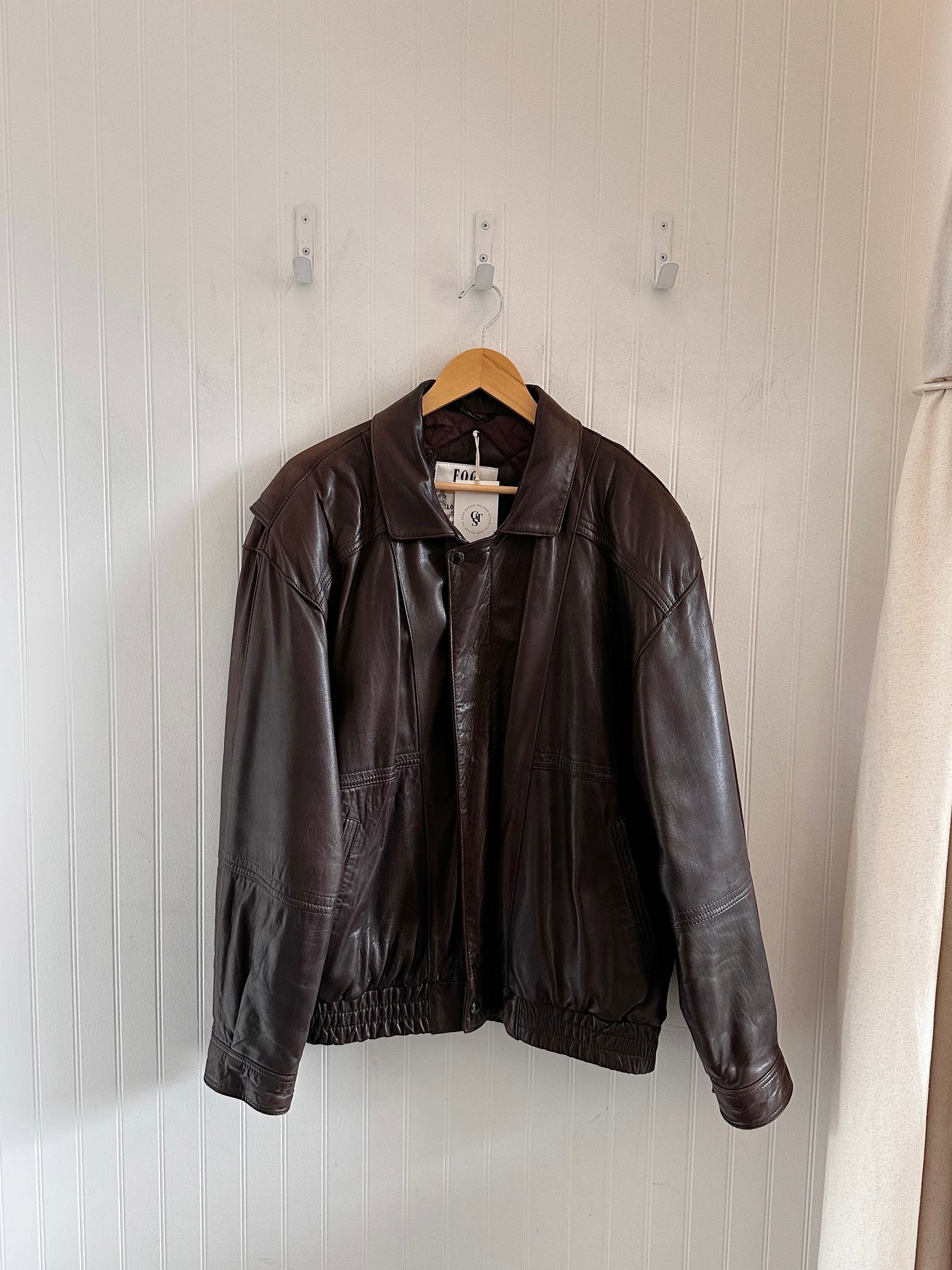 Oversized Vintage Brown Leather Bomber (l-xxl)