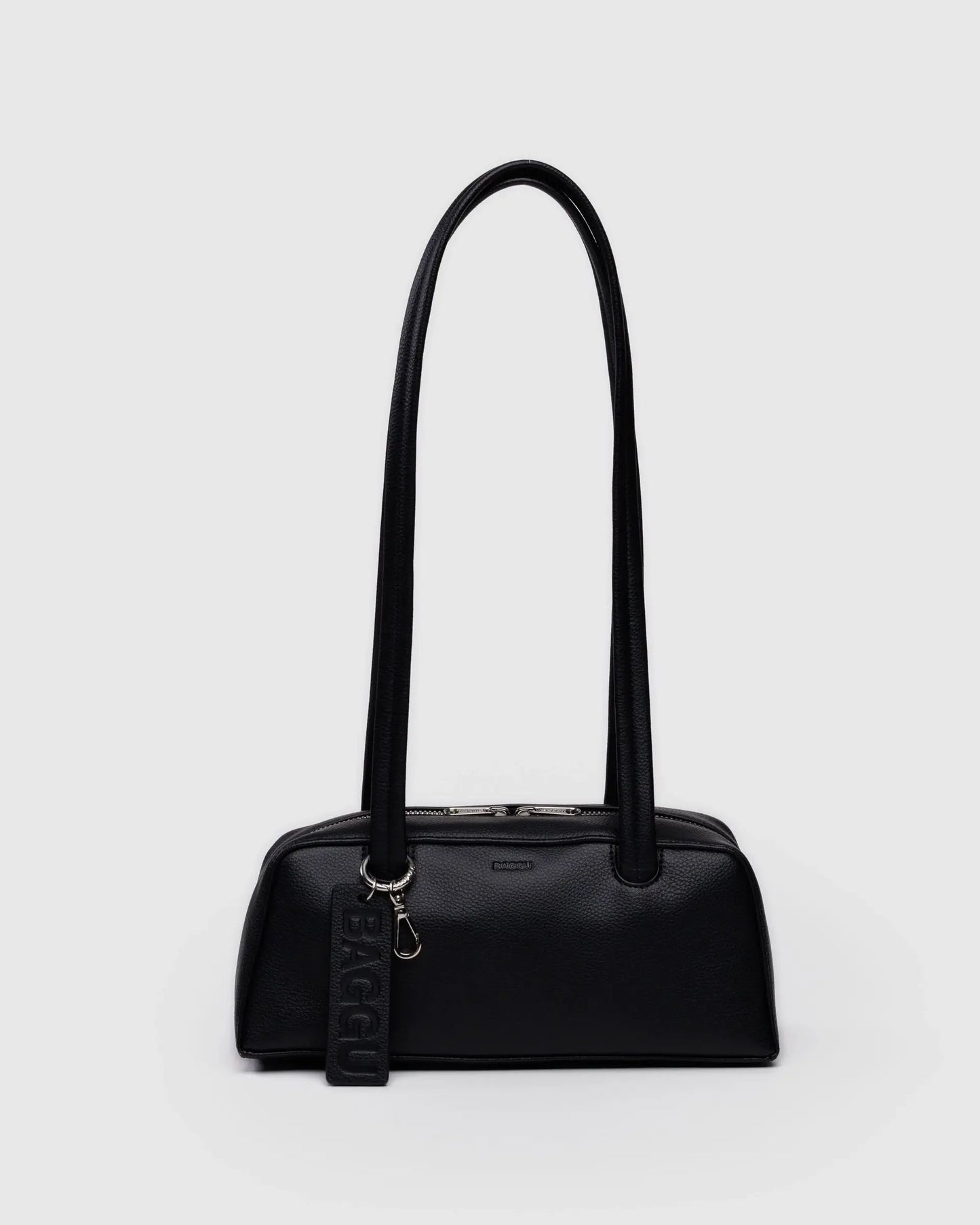 Small Recycled Leather Bowler Bag in Black