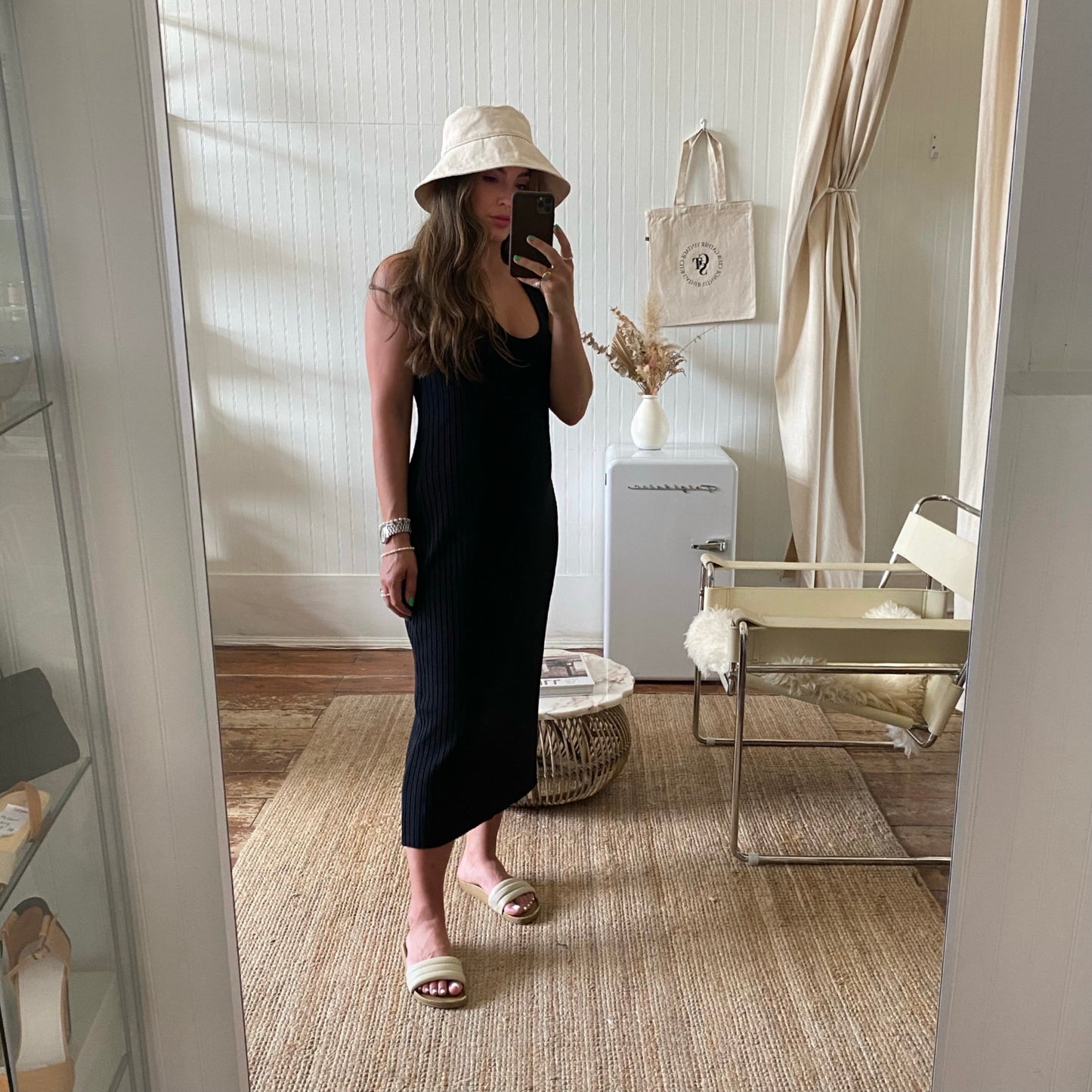 Cotton Canvas Sun Hat in Off-White