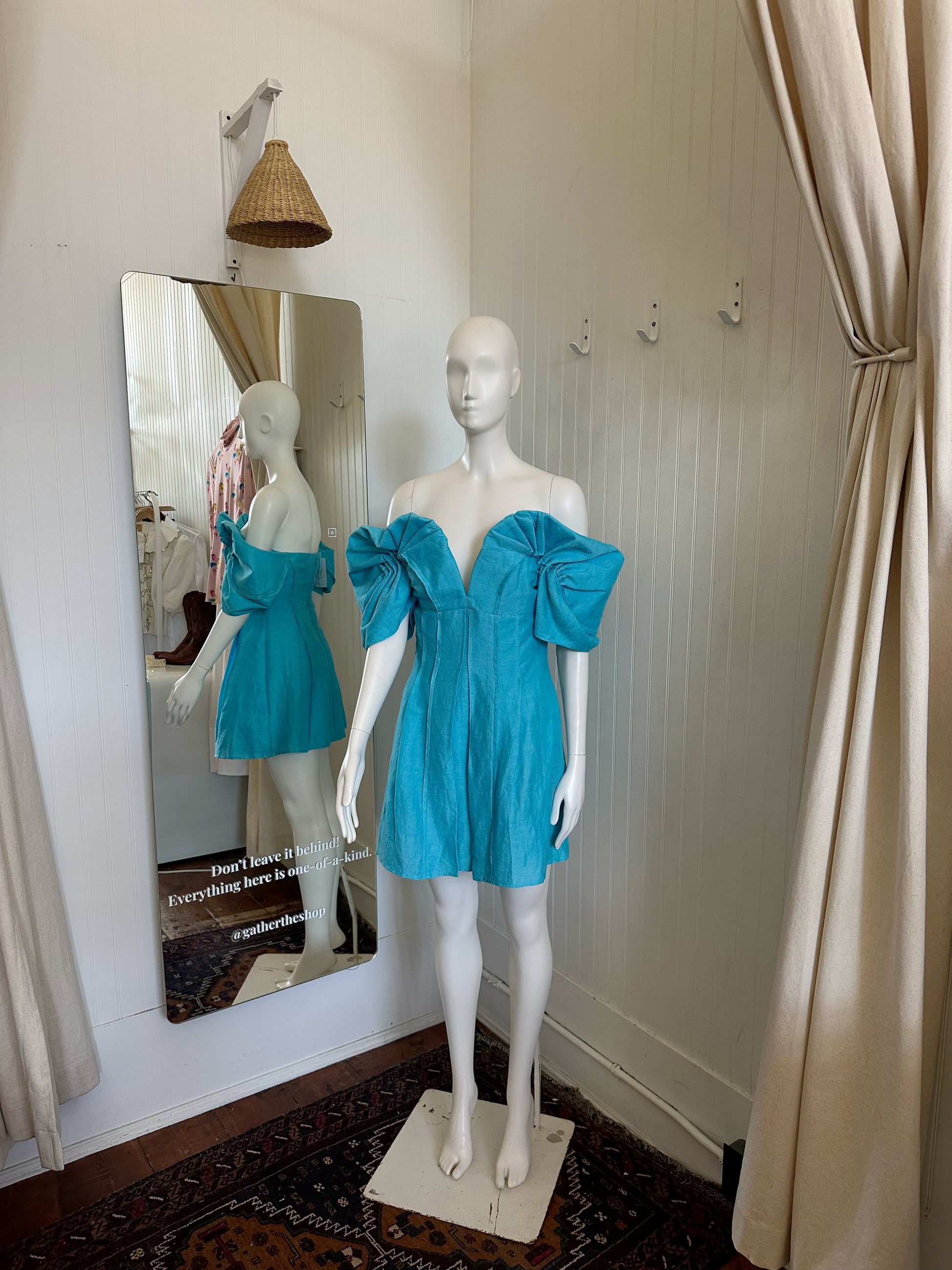 Cult Gaia Blue Mini Dress (size 0-4) gather Cult Gaia Blue Mini Dress (size 0-4) gather