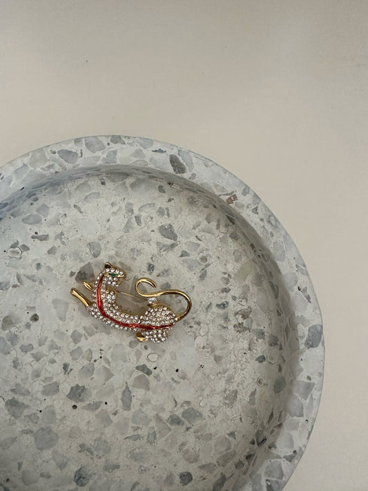 Vintage Crystal Tiger Brooch