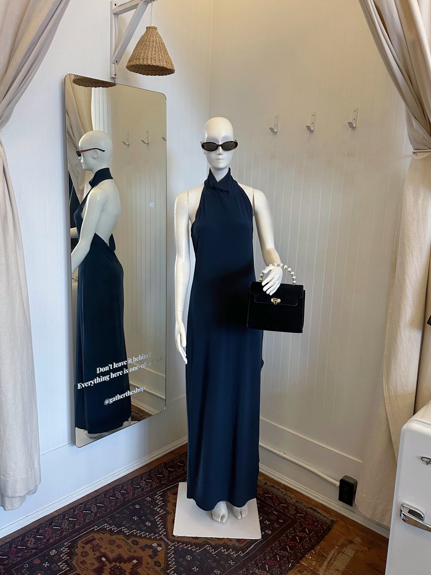 Norma Kamali Halter Dress in Dark Blue (medium)