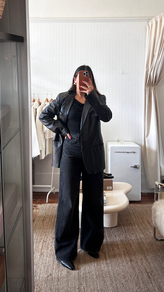 Oversized leather blazer