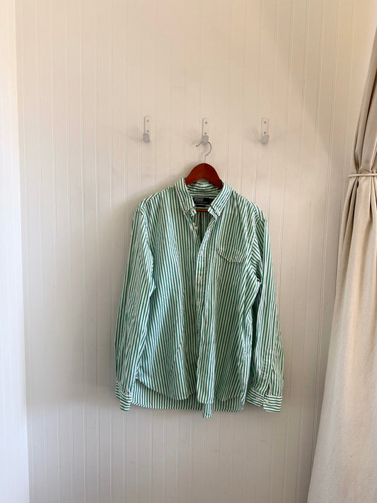 Green & White Vintage Polo Button-Down Gabriella
