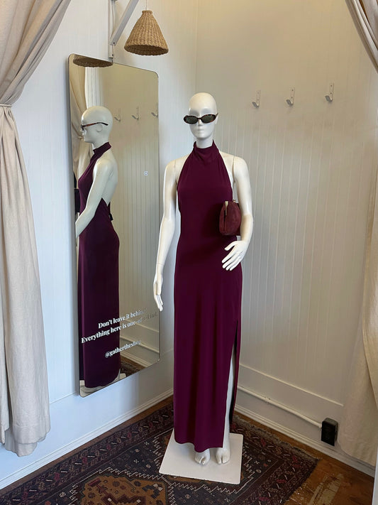 Norma Kamali Halter Dress in Burgundy (medium)
