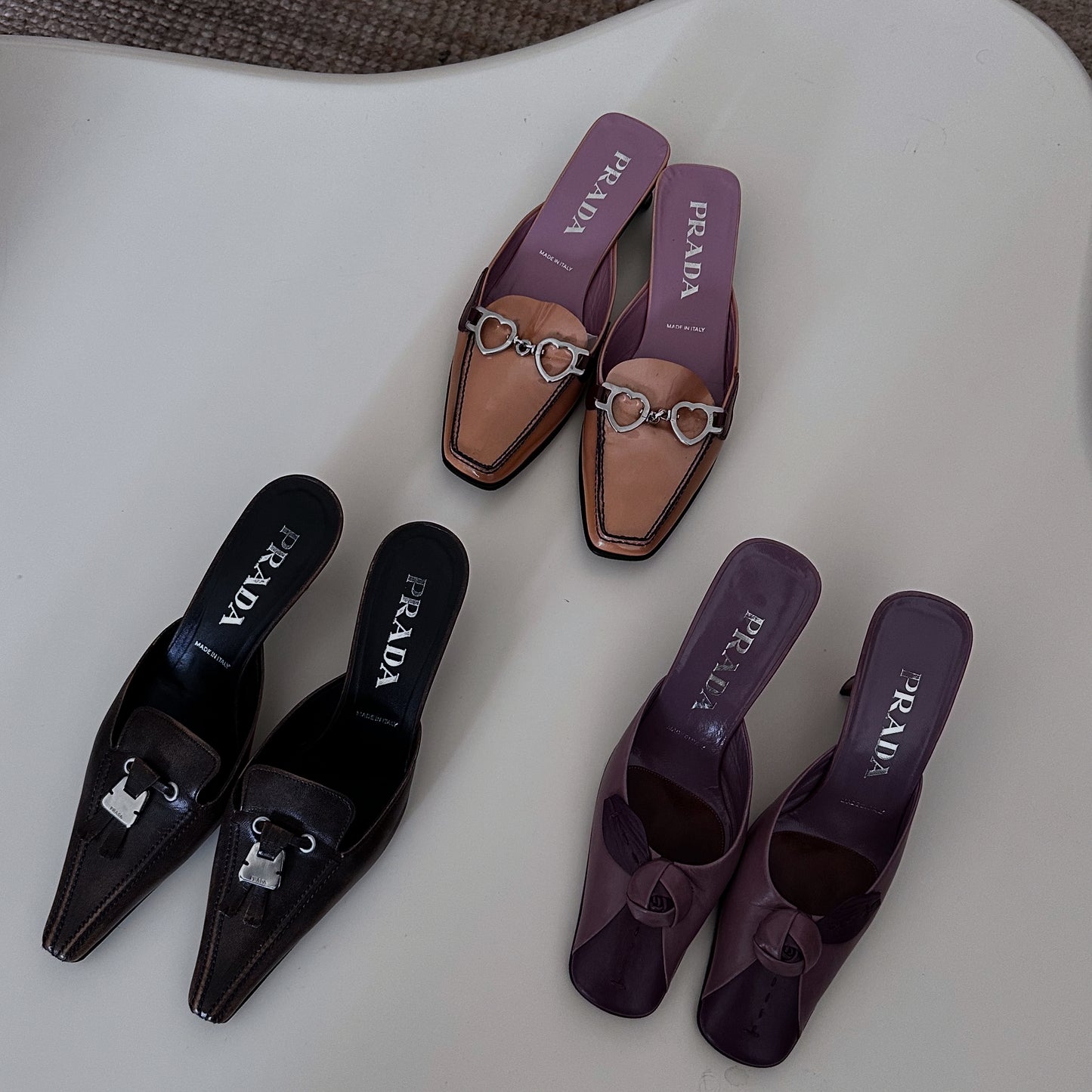 vintage prada mules in brown size 36