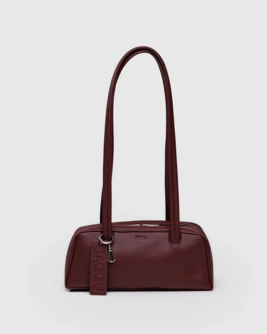 Small Recycled Leather Bowler Bag in Mahogany