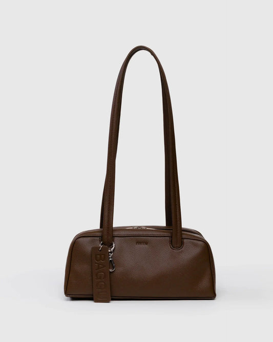 Small Recycled Leather Bowler Bag in Brown