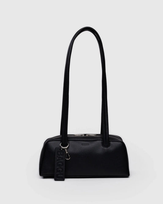 Small Recycled Leather Bowler Bag in Black
