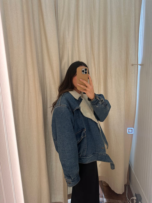 Vintage Sherpa lined denim jacket