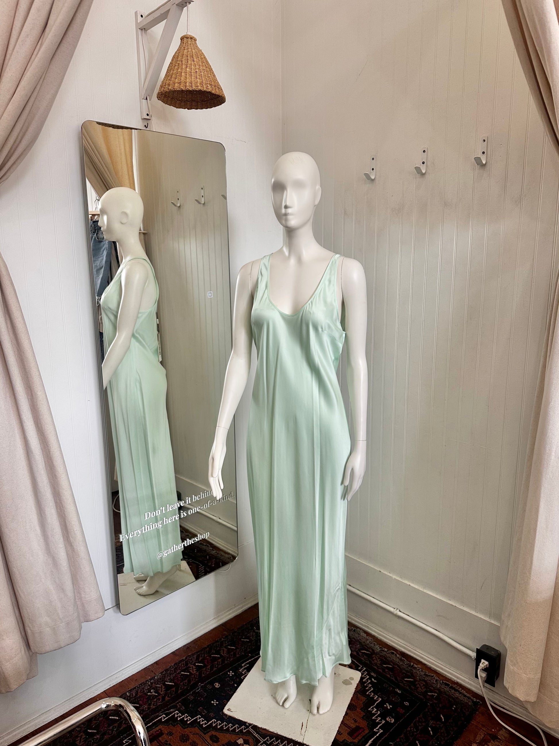 L'AGENCE Sea Foam Silk Dress (size medium) gather L'AGENCE Sea Foam Silk Dress (size medium) gather