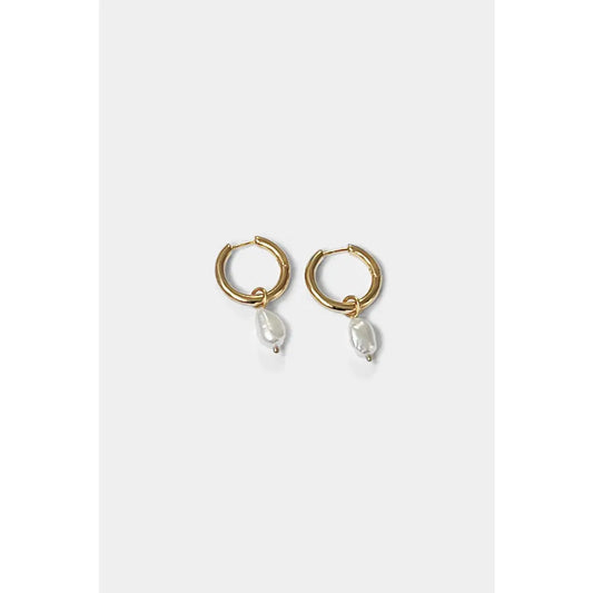 Uma Hoops + Pearl Drop Charm in Gold Vermeil