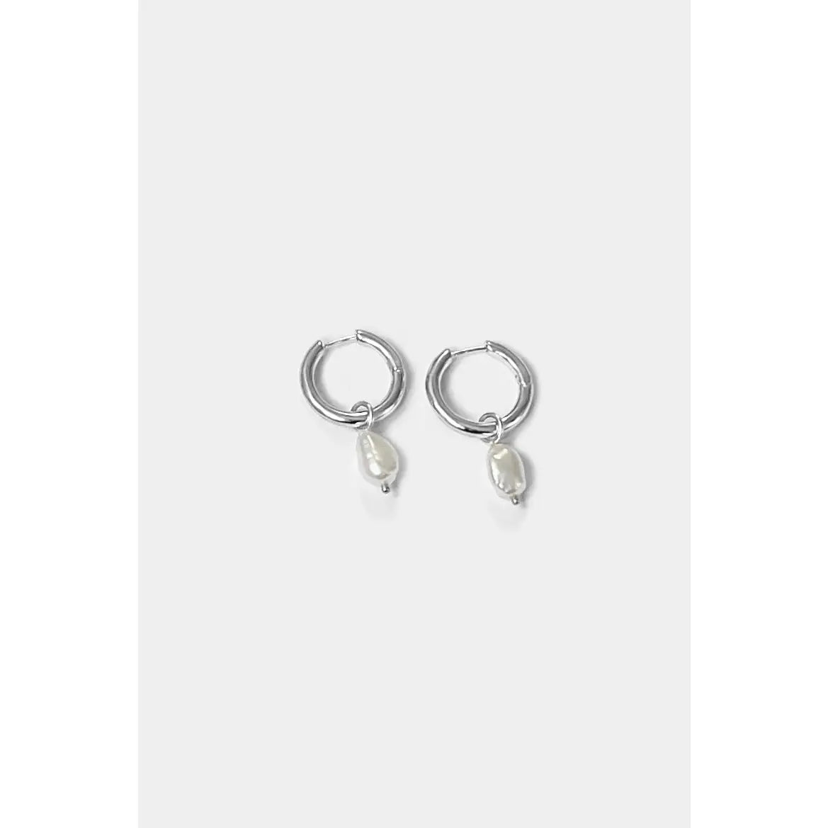 Uma Hoops + Pearl Drop Charm in Sterling Silver by Kara Yoo