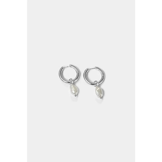 Uma Hoops + Pearl Drop Charm in Sterling Silver by Kara Yoo