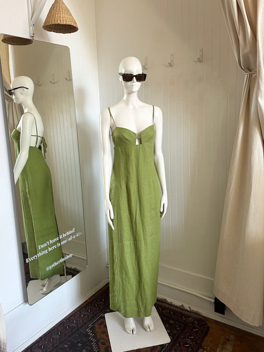 Reformation Green Linen Dress (size 6)