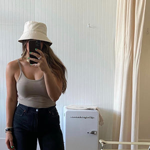 Cotton Canvas Sun Hat in Off-White