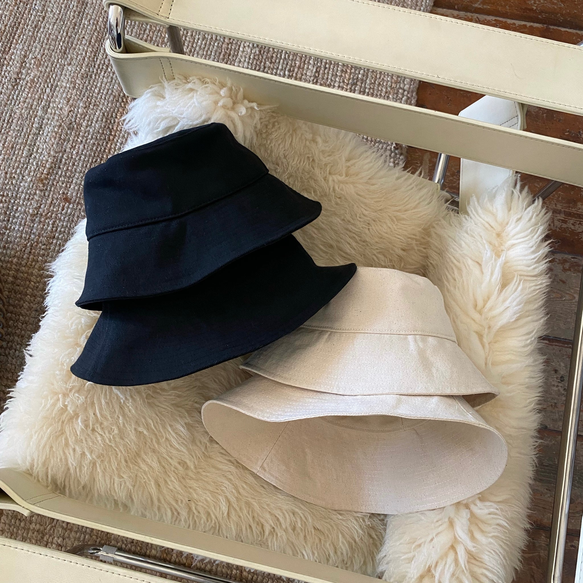 Cotton Canvas Sun Hat in Off-White
